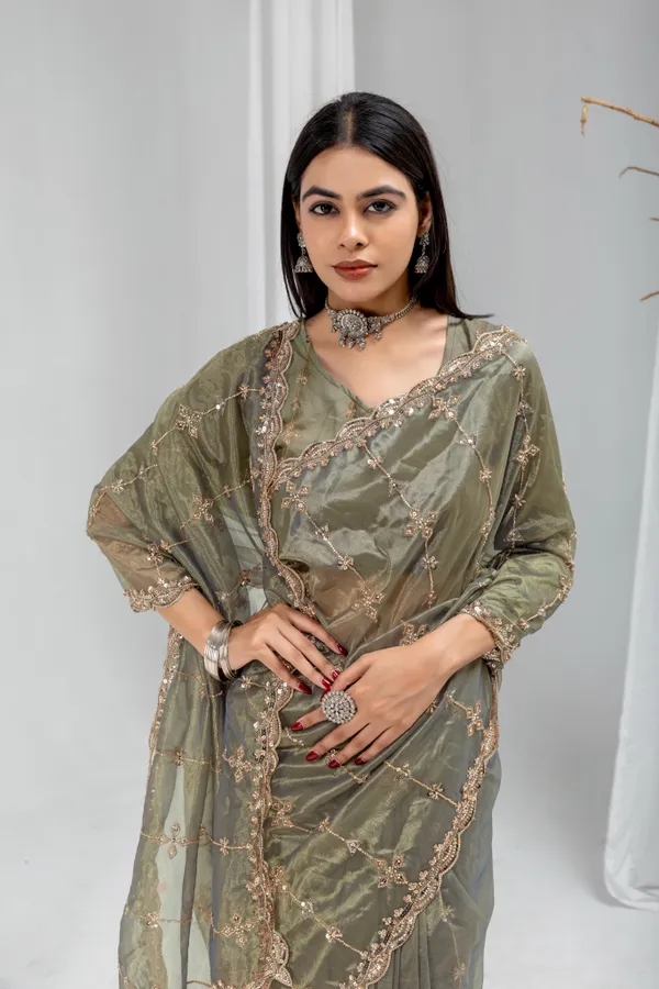 GUN_Metal_Gry_SareeOrgenza_Net_Work:_Beads_Sequence_Cutdana_Threadwork__And_Zari_Theadwork_For_Women