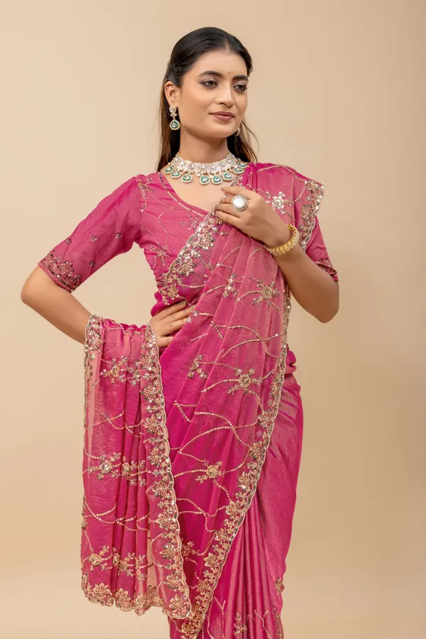 Pink_SareeNc_Moss_Work:_Beads_Sequence_Cutdana_Threadwork__And_Zari_Theadwork_For_Women