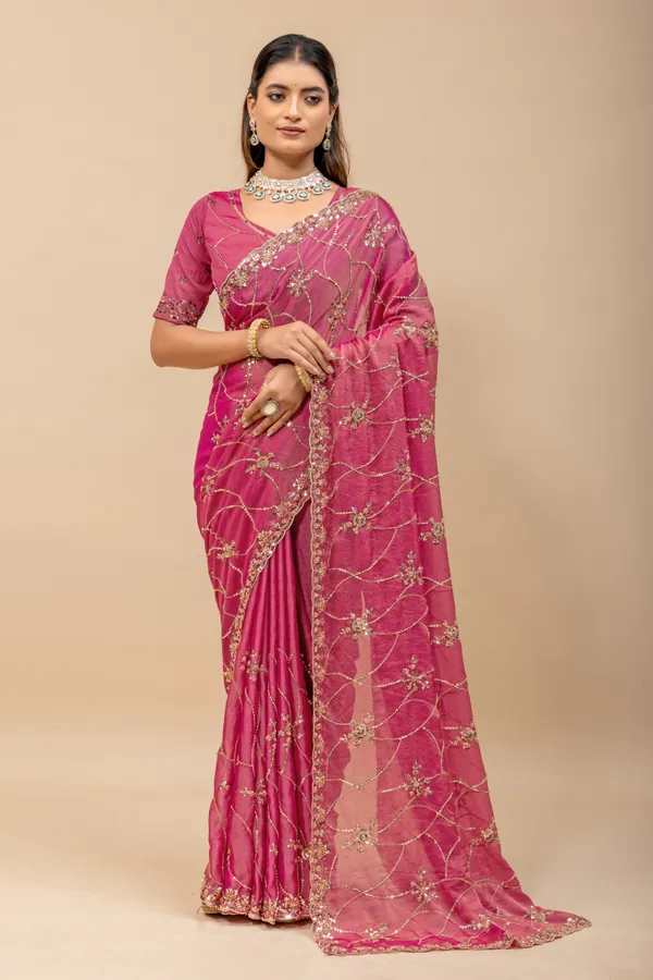 Pink_SareeNc_Moss_Work:_Beads_Sequence_Cutdana_Threadwork__And_Zari_Theadwork_For_Women