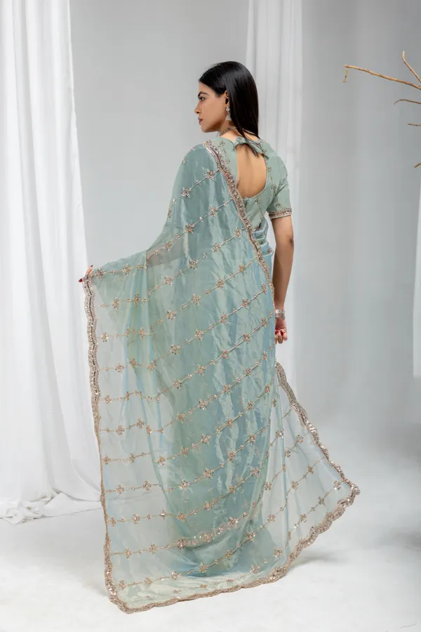 SKY_Blue_SareeOrgenza_Net_Work:_Beads_Sequence_Cutdana_Threadwork__And_Zari_Theadwork_For_Women