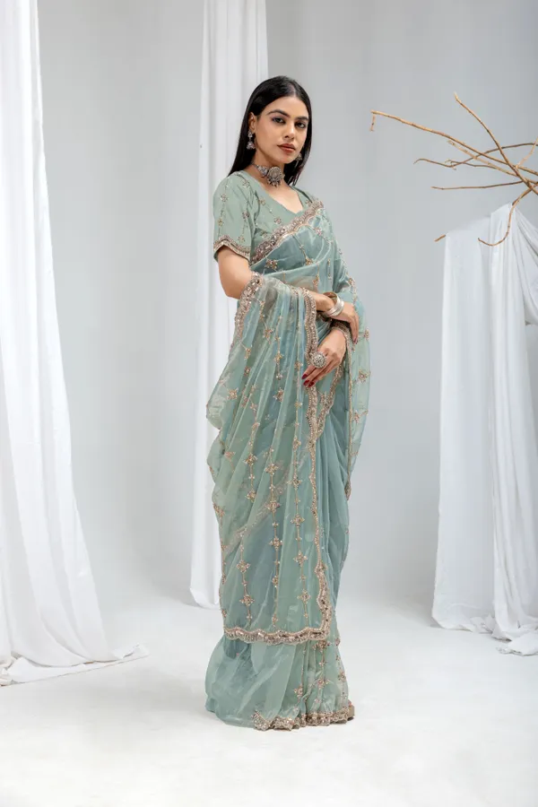 SKY_Blue_SareeOrgenza_Net_Work:_Beads_Sequence_Cutdana_Threadwork__And_Zari_Theadwork_For_Women