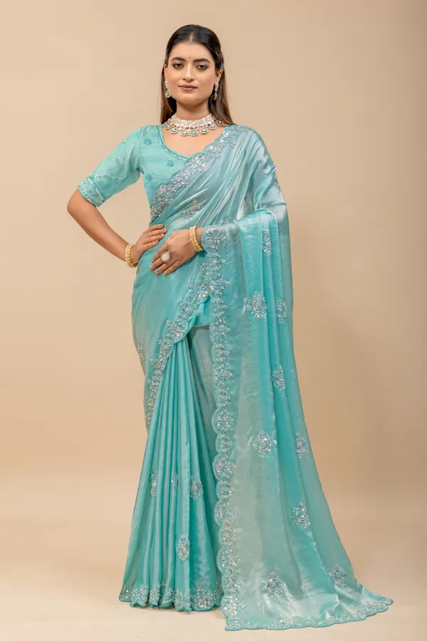 Aquablue_SareeFendi_Silk_Work:_Beads_Sequence_Cutdana_Threadwork__And_Zari_Theadwork_For_Women