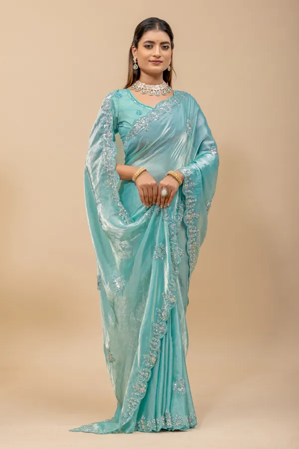 Aquablue_SareeFendi_Silk_Work:_Beads_Sequence_Cutdana_Threadwork__And_Zari_Theadwork_For_Women