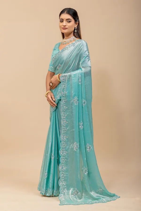 Aquablue_SareeFendi_Silk_Work:_Beads_Sequence_Cutdana_Threadwork__And_Zari_Theadwork_For_Women