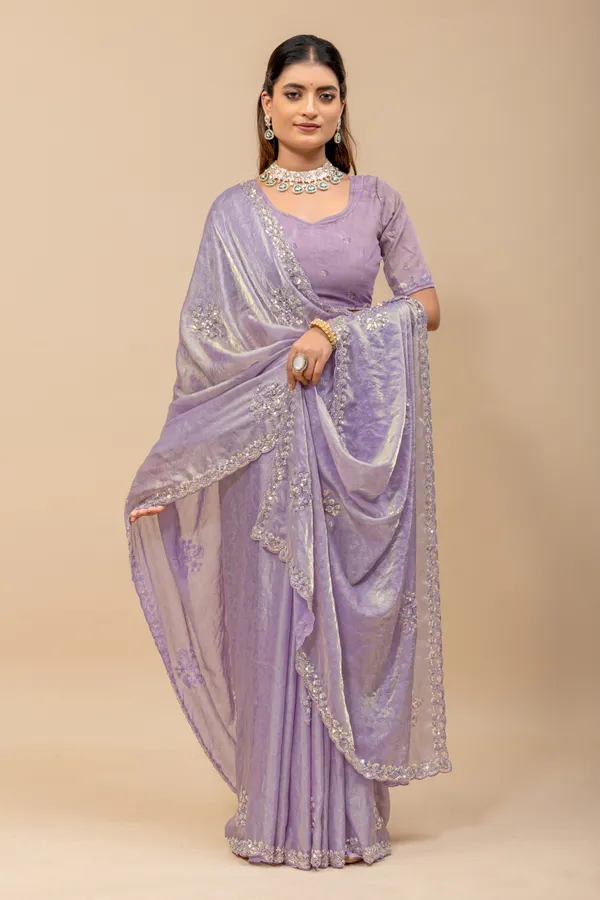 Lavender_SareeFendi_Silk_Print_Work:_Beads_Sequence_Cutdana_Threadwork__And_Zari_Theadwork_For_Women