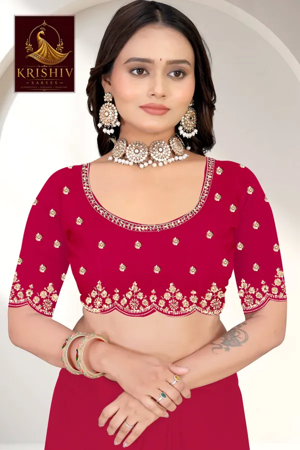 Red_SareeFendi_Silk_Work:_Beads_Sequence_Cutdana_Threadwork__And_Zari_Theadwork_For_Women