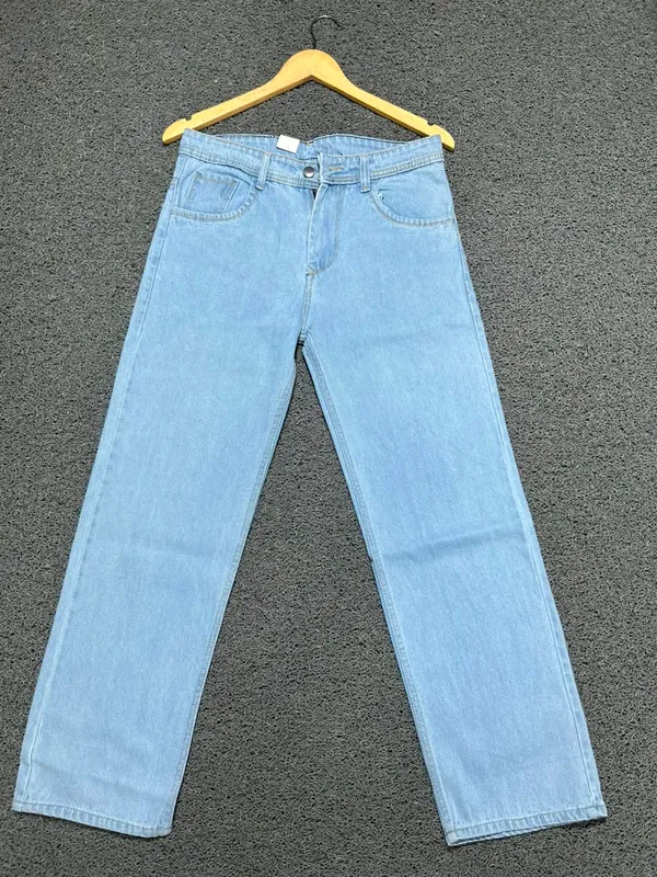 Light_Blue_3/1_Cotton_Non_Stretchable_Straight_Fit_Jeans_For_Men