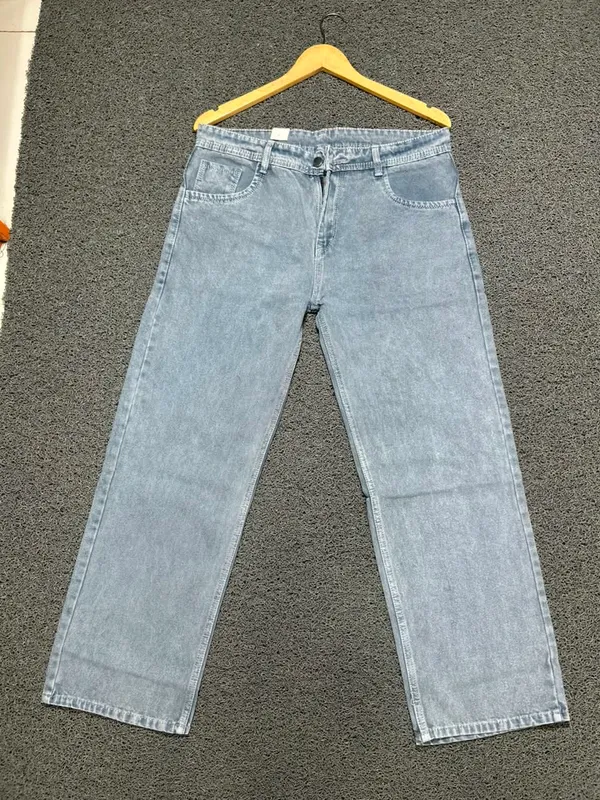 Light_Blue_3/1_Cotton_Non_Stretchable_Straight_Fit_Jeans_For_Men