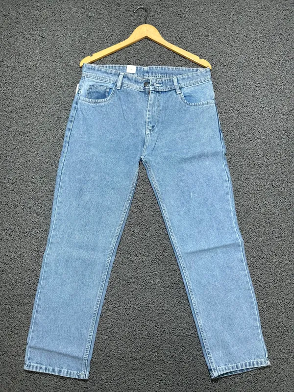 Light_Blue_3/1_Cotton_Non_Stretchable_Straight_Fit_Jeans_For_Men