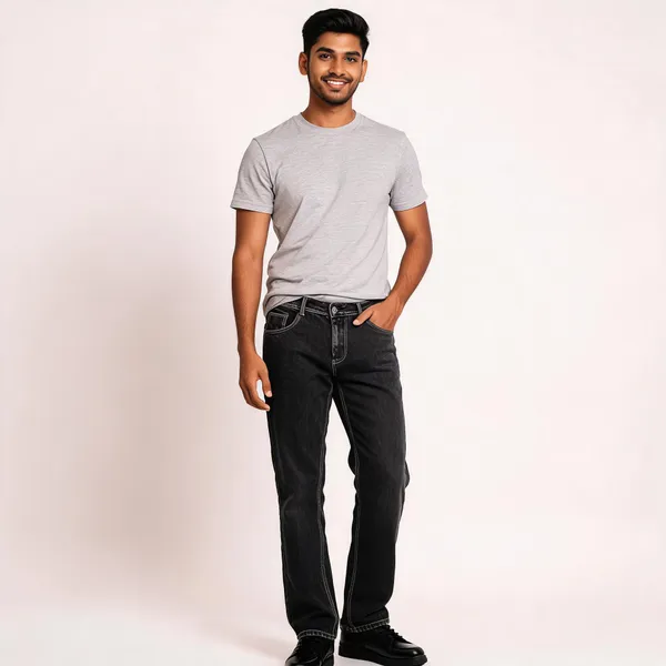Black_3/1_Cotton_Non_Stretchable_Straight_Fit_Jeans_For_Men