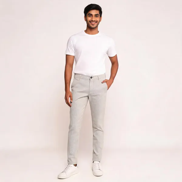White_Barbie_Fabric_Slim_Fit_Trousers_For_Men