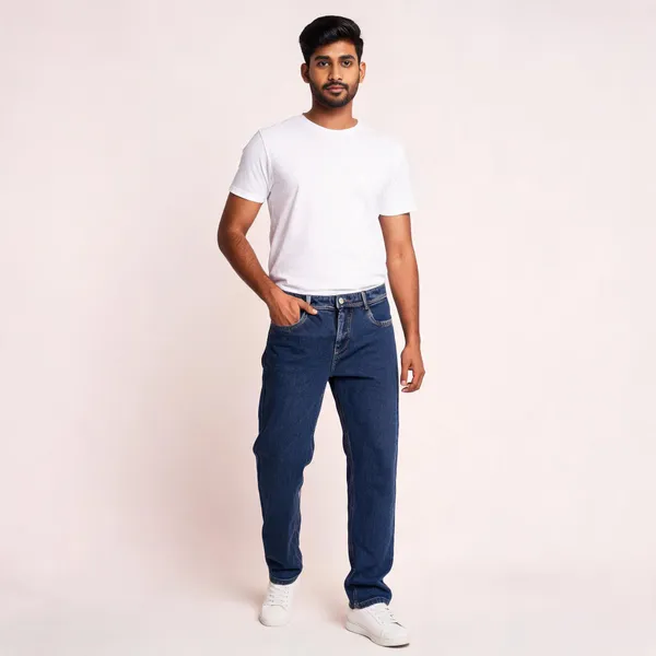 Blue_3/1_Cotton_Non_Stretchable_Straight_Fit_Jeans_For_Men