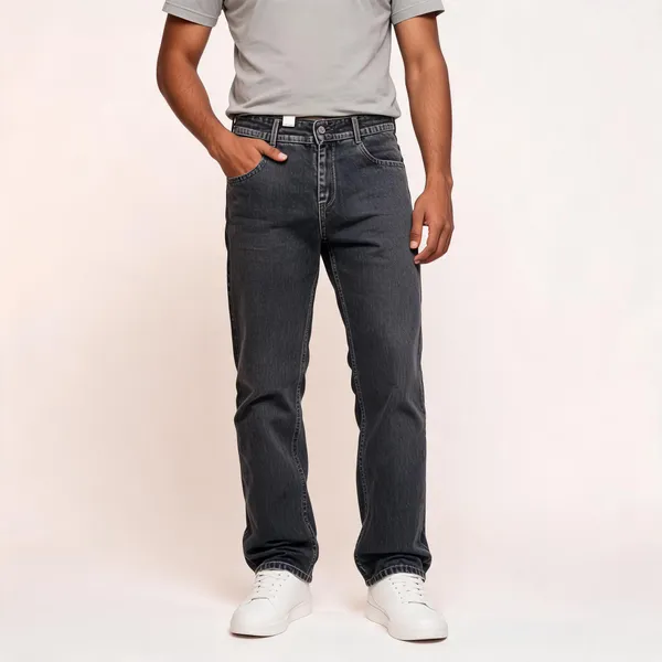 Grey_3/1_Cotton_Non_Stretchable_Straight_Fit_Jeans_For_Men