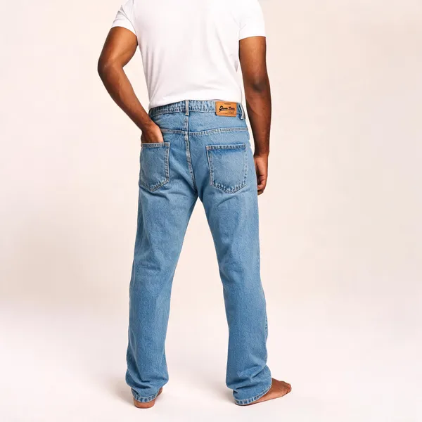 Light_Blue_3/1_Cotton_Non_Stretchable_Straight_Fit_Jeans_For_Men