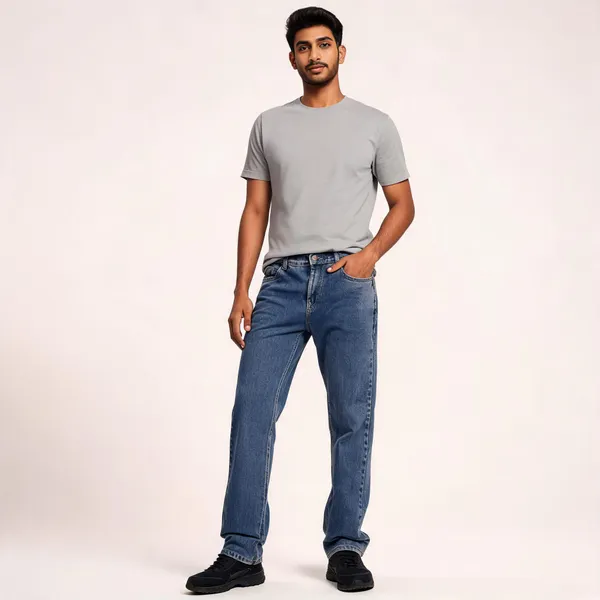 Blue_3/1_Cotton_Non_Stretchable_Straight_Fit_Jeans_For_Men