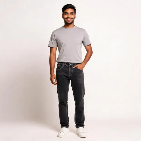 Black_3/1_Cotton_Non_Stretchable_Straight_Fit_Jeans_For_Men