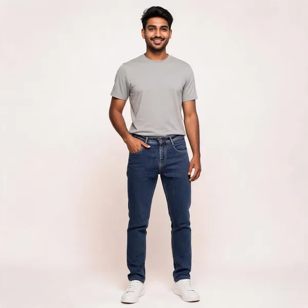 Blue_3/1_Cotton_Non_Stretchable_Slim_Fit_Jeans_For_Men