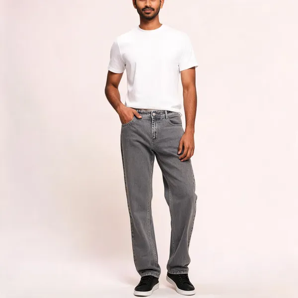Grey_3/1_Cotton_Non_Stretchable_Straight_Fit_Jeans_For_Men