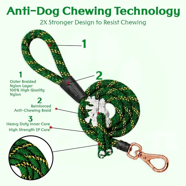 Doggo_Bite_Green_Nylon_Rope_Dog_Walking_Leash_With_Silicone_Cap_Pack_Of_2