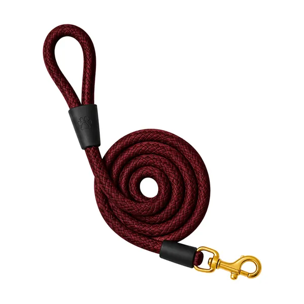 Doggo_Bite_Dark_Red_Nylon_Rope_Dog_Leash_Brass_Hook_5_Feet