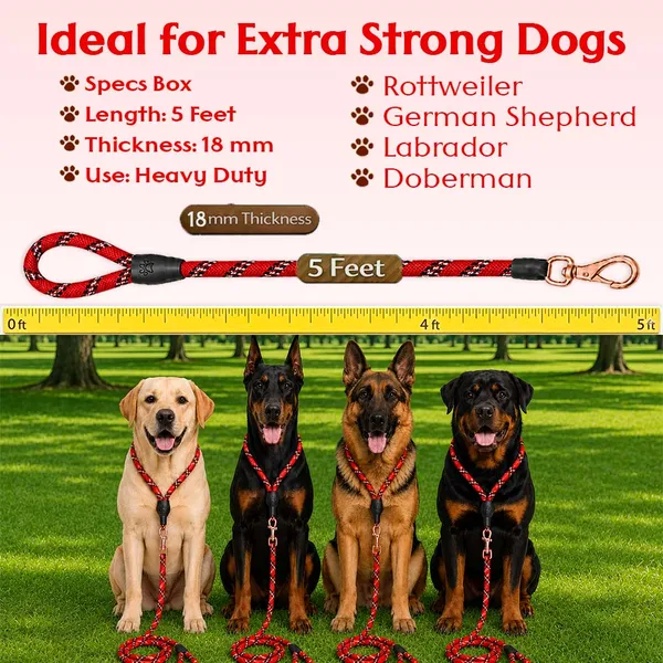 Doggo_Bite_Red_Nylon_Rope_Dog_Walking_Leash_With_Silicone_Cap_Pack_Of_2