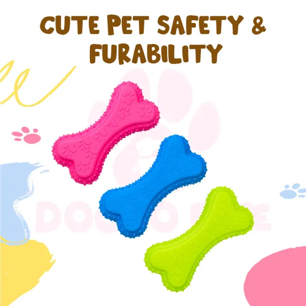 Doggo_Bite_Paw_Squeak_Bone_Rubber_Toy_12.5_Cm_For_Dogs_And_Puppies