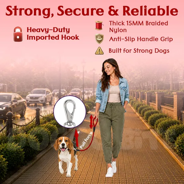 Doggo_Bite_Red_Nylon_Rope_Dog_Walking_Leash_With_Imported_Cap_