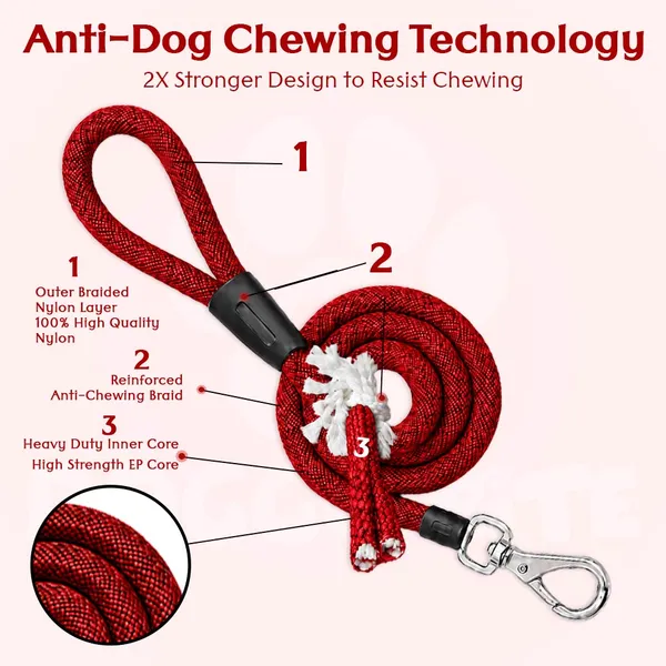 Doggo_Bite_Red_Nylon_Rope_Dog_Walking_Leash_With_Imported_Cap_