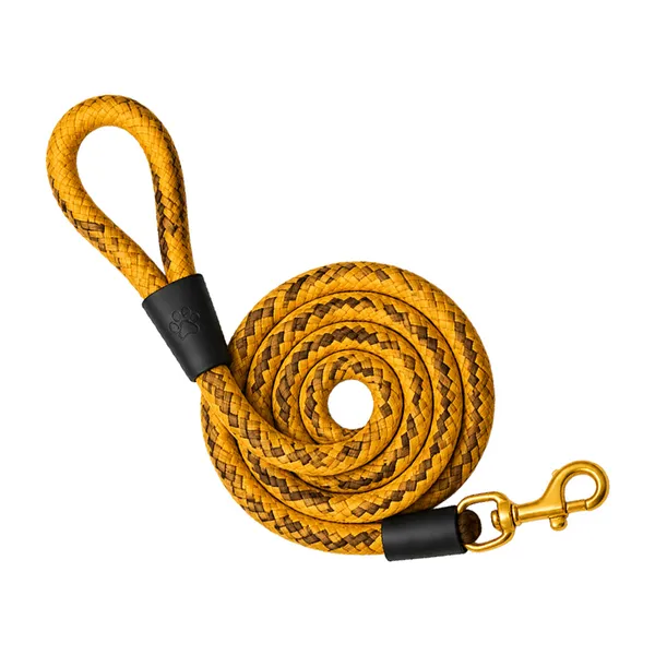 Doggo_Bite_Yellow_Nylon_Rope_Dog_Leash_Brass_Hook_5_Feet