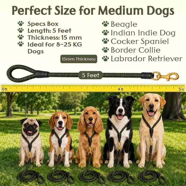 Doggo_Bite_Green_Nylon_Rope_Dog_Leash_Brass_Hook_5_Feet