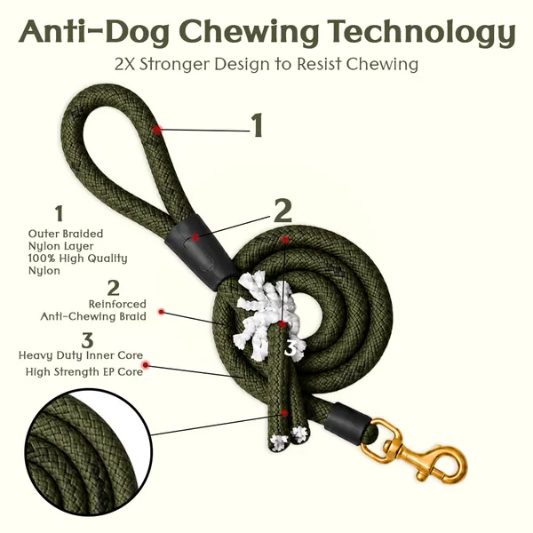 Doggo_Bite_Green_Nylon_Rope_Dog_Leash_Brass_Hook_5_Feet