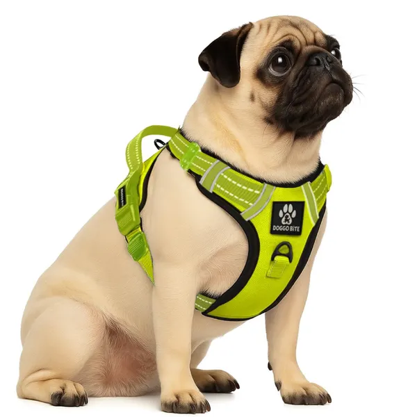 Doggo_Bite_Green_Reflective_Vest_Dog_Harness_With_Padded_Handle_And_Buckle