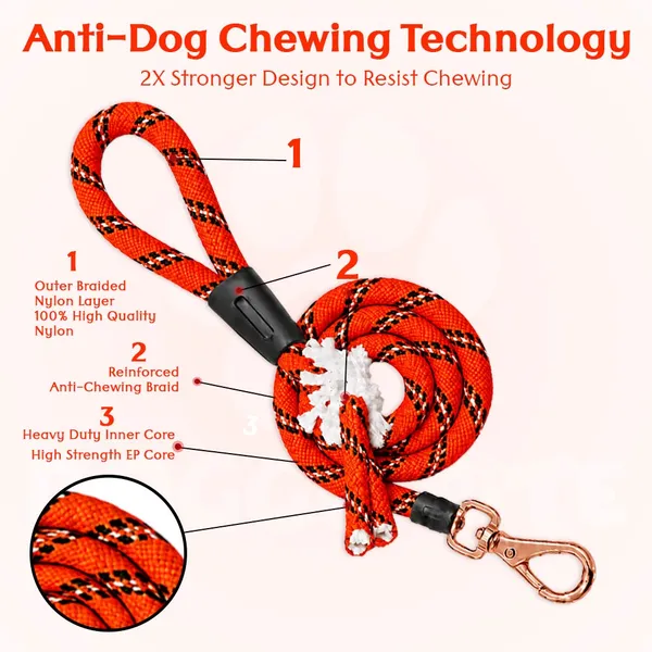 Doggo_Bite_Sunset_Orange_Nylon_Rope_Dog_Walking_Leash_With_Silicone_Cap_Pack_Of_2