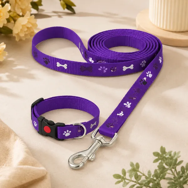 Doggo_Bite_Blue_Adjustable_Dog_Collar_And_Leash_Set_Double_Safety_Buckle