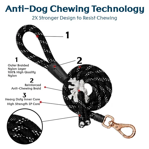 Doggo_Bite_Black_Nylon_Rope_Dog_Walking_Leash_With_Silicone_Cap_Pack_Of_2