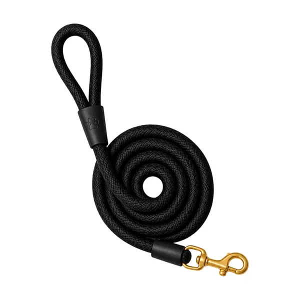 Doggo_Bite_Black_Nylon_Rope_Dog_Leash_Brass_Hook_5_Feet
