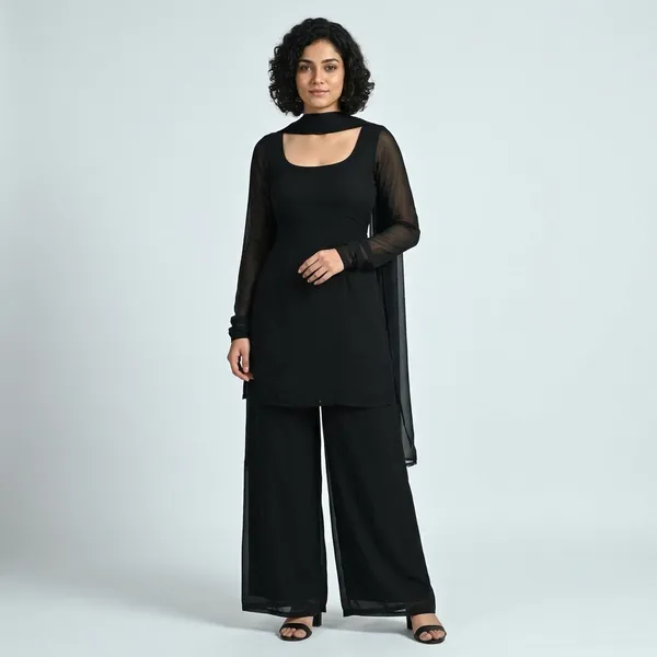 Black_Elegant_Design_Kurta_Palazzo_Set_For_Women