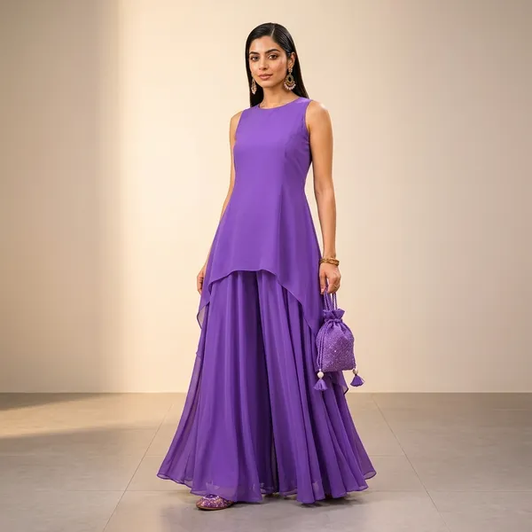 Purple_Elegant_Design_Sleeveless_Kurta_Palazzo_Set_For_Women