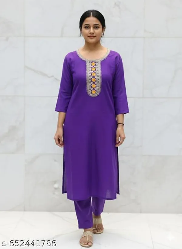 Aqua_Blue_Rayon_Slub_A-Line_Kurti_For_Women