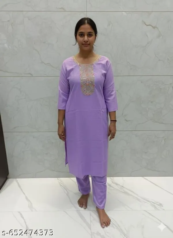 Purple_Rayon_Slub_A-Line_Kurta_Set_For_Women