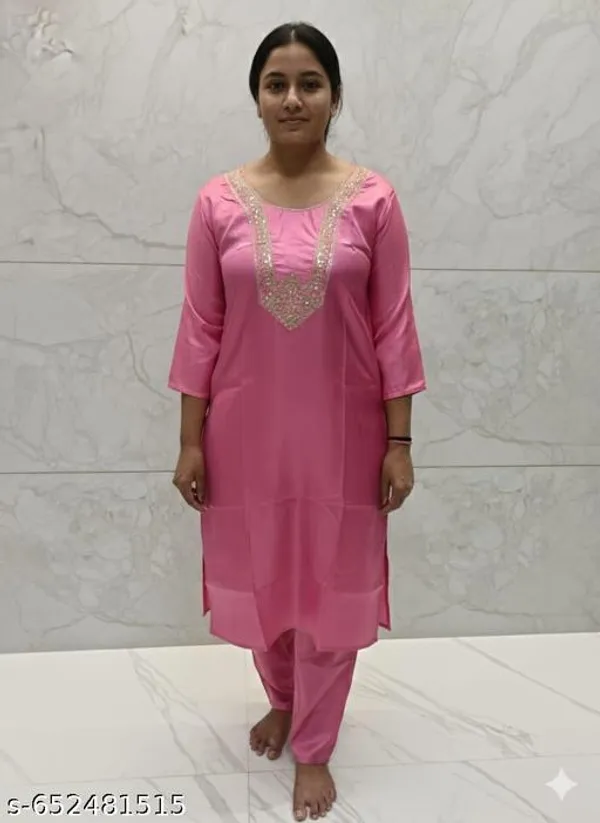 Pink_Cotton_Blend_Zari_Embroidered_A-Line_Kurti_For_Women