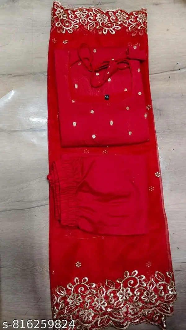 Red_Cotton_Silk_Kurta_Set_With_Dupatta_For_Women