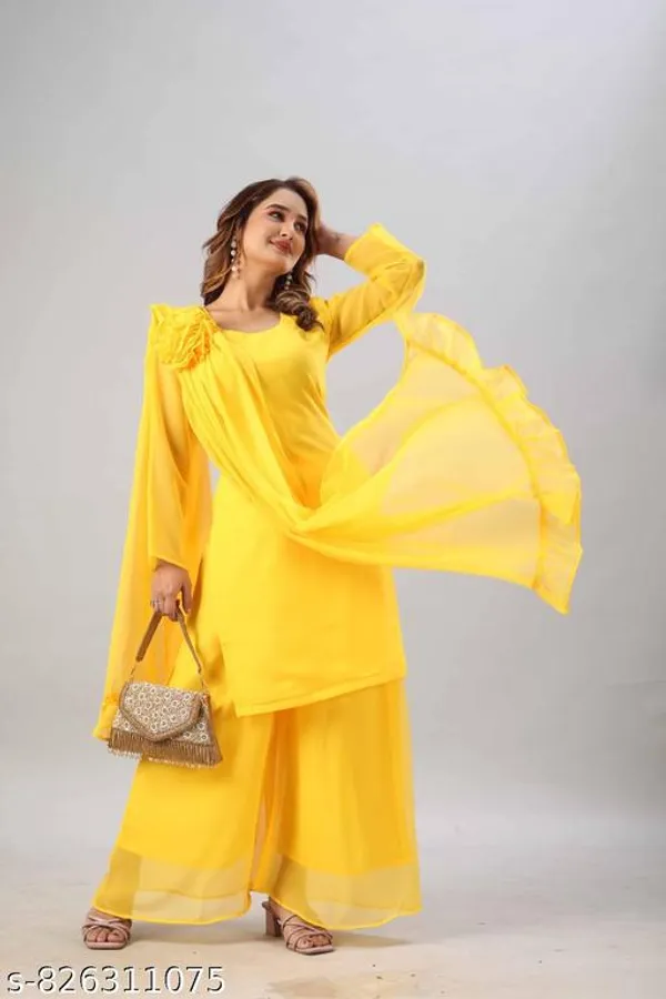 Mustard_Georgette_Kurti_For_Women