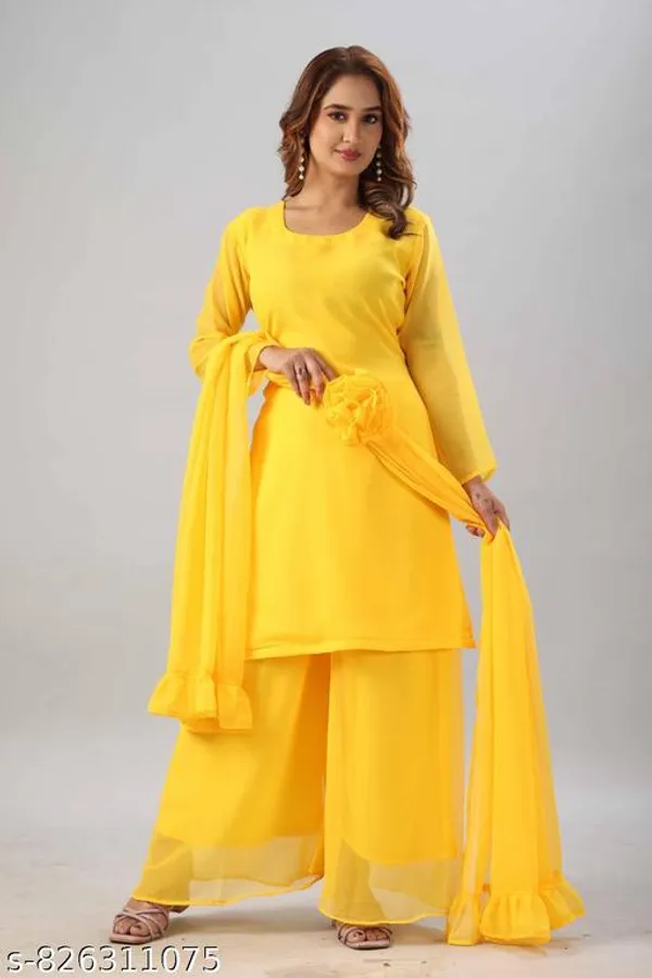 Mustard_Georgette_Kurti_For_Women
