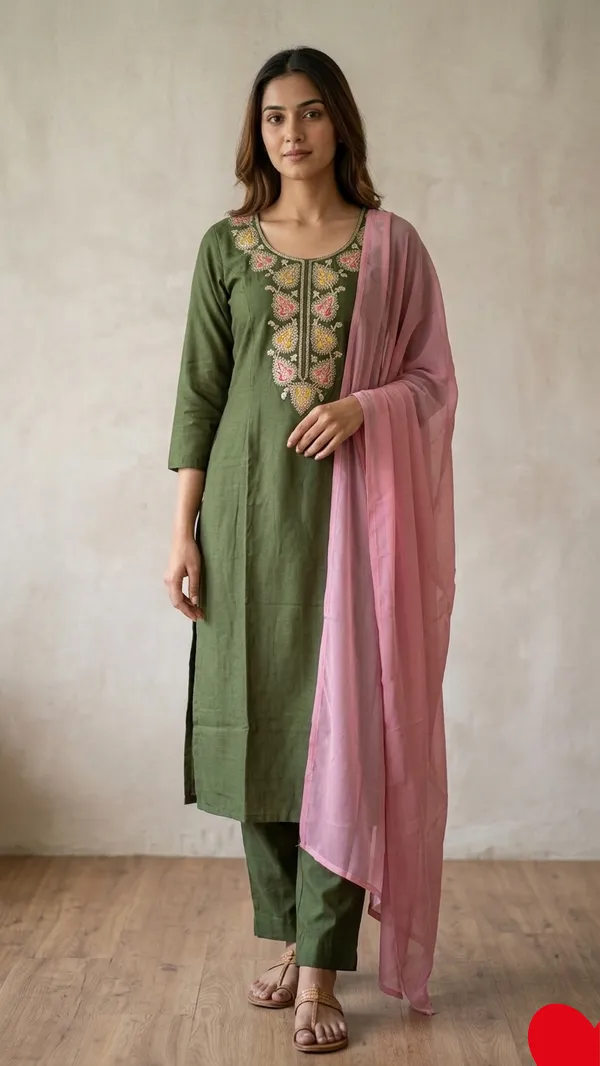 Mehndi_Elegant_Design_Kurta_Pant_Dupatta_Set_For_Women