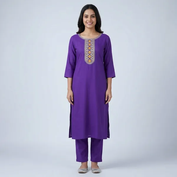 Aqua_Blue_Rayon_Slub_A-Line_Kurti_For_Women