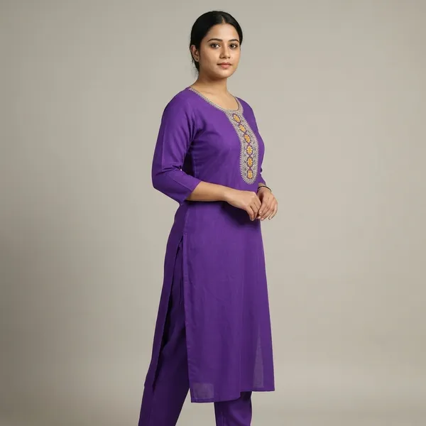 Aqua_Blue_Rayon_Slub_A-Line_Kurti_For_Women