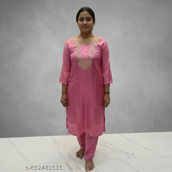 Pink_Cotton_Blend_Zari_Embroidered_A-Line_Kurti_For_Women