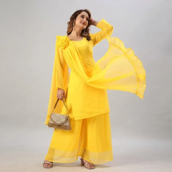 Mustard_Georgette_Kurti_For_Women