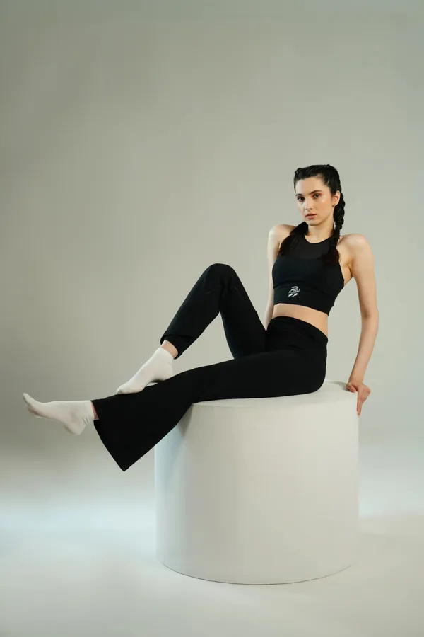Black_Nylon_90%,_Spandex_10%_Flare_Pant_For_Women